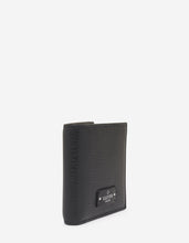 Load image into Gallery viewer, Black Grain Leather Billfold Wallet with Tonal Logo