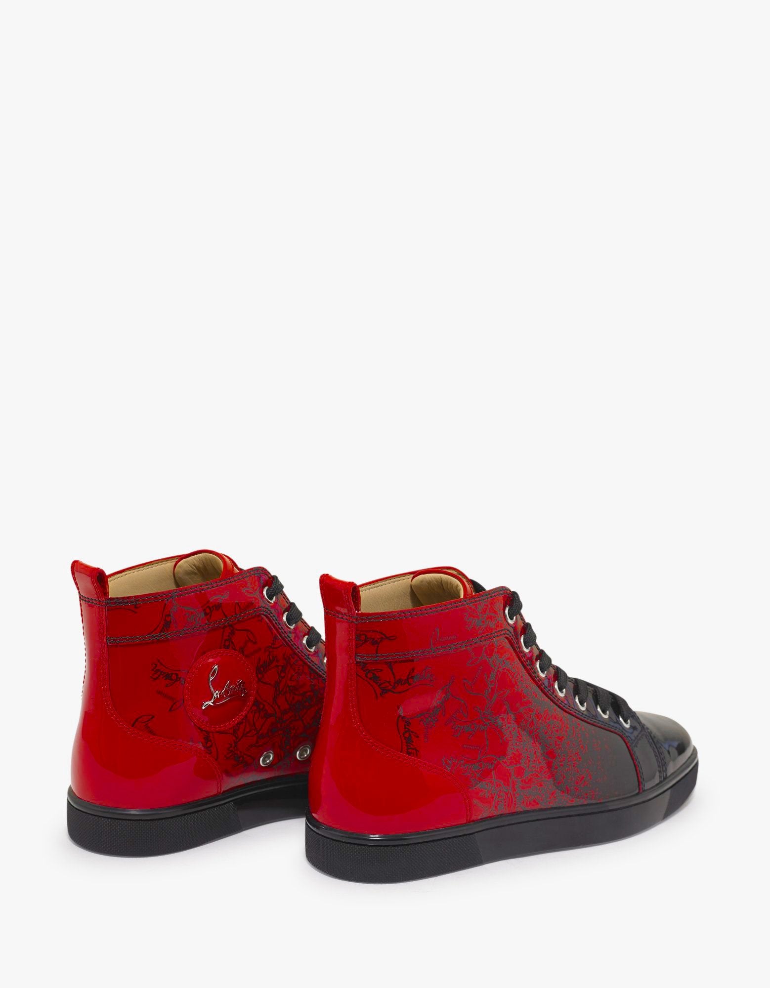 Louis Flat Red Degraloubi Patent High Top Trainers gentlemantobe734