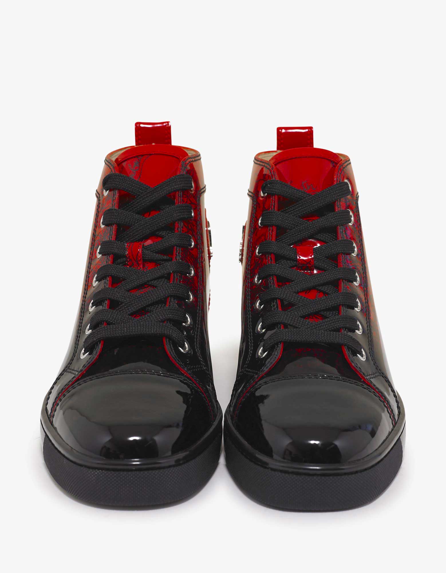 Louis Flat Red Degraloubi Patent High Top Trainers gentlemantobe734